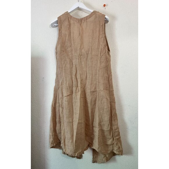 Kleen Women's Linen Tie-Front Sleeveless Cardigan Vest Large Tan Lightweight - Picture 4 of 12